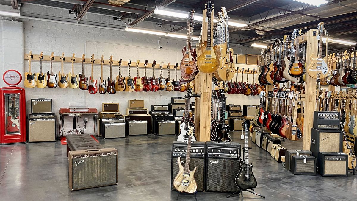 The interior of the Guitar House of Tulsa store