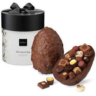 ostrich egg shaped chocolate with crunchy cookies
