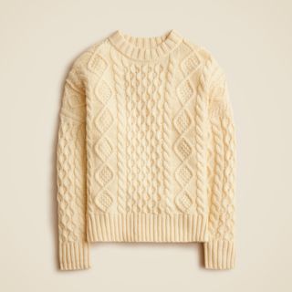 Oversized Cable-Knit Crewneck Sweater