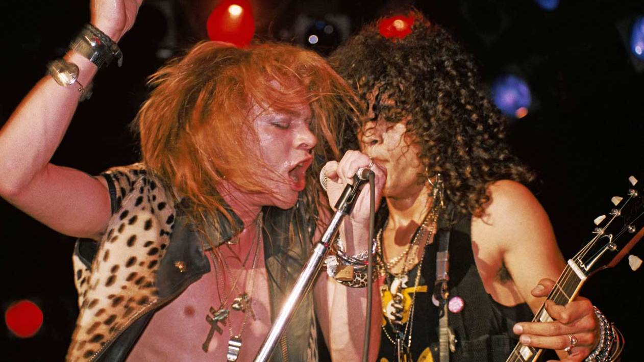 Axl and Slash onstage at the Troubadour