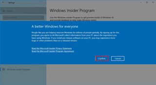 Windows 10 confirm Windows Insider Program