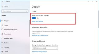 Windows 10 enable night light option
