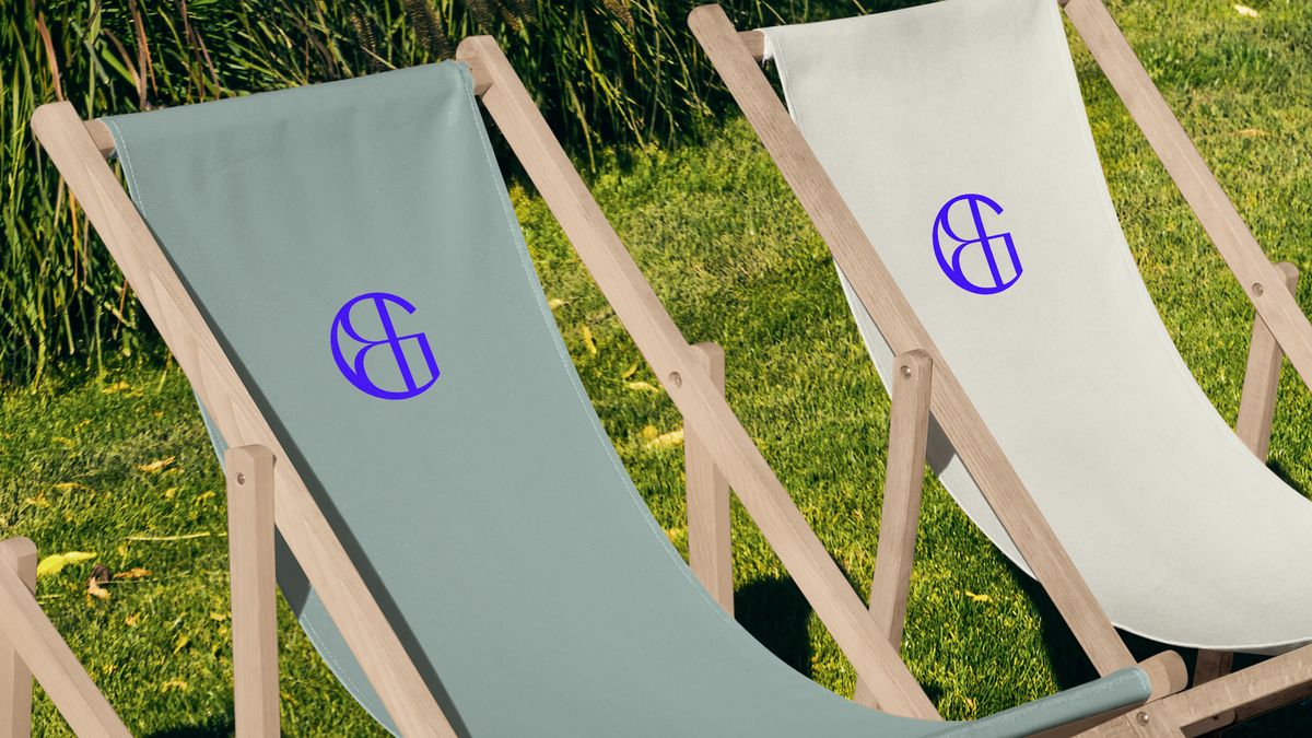 Pentagram identity for Glyndebourne opera house - monogram on deckchairs