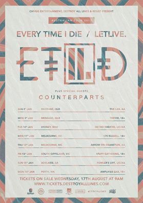 Every Time I Die, Letlive tour poster