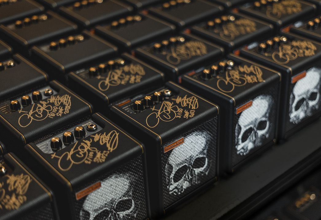 A group of Positive Grid's new Spark Mini Zakk Wylde Edition amps