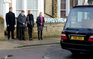 The family gathers for Derek's funeral