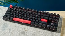A black Lemokey X1 budget mechanical keyboard