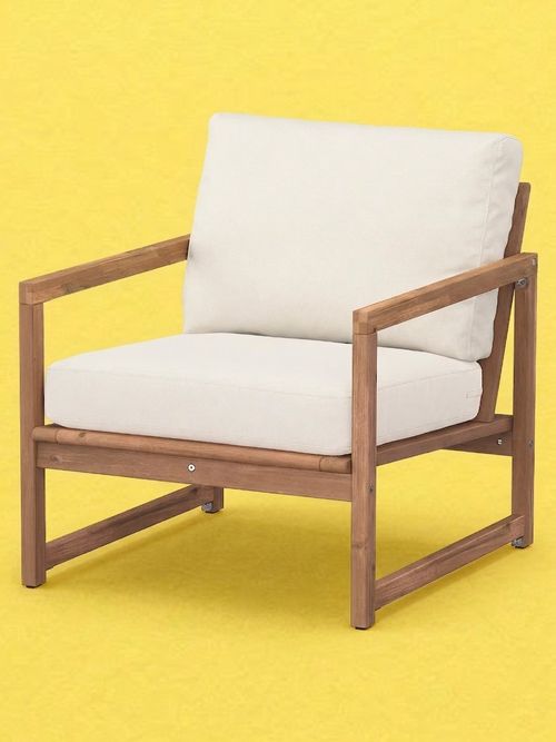 N&Auml;mmar&Ouml; Lounge Chair, Outdoor - Light Brown Stained/fr&ouml;s&ouml;n/duvholmen Beige