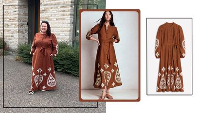 Rivkie Baum and a /model wearing a Boden dress