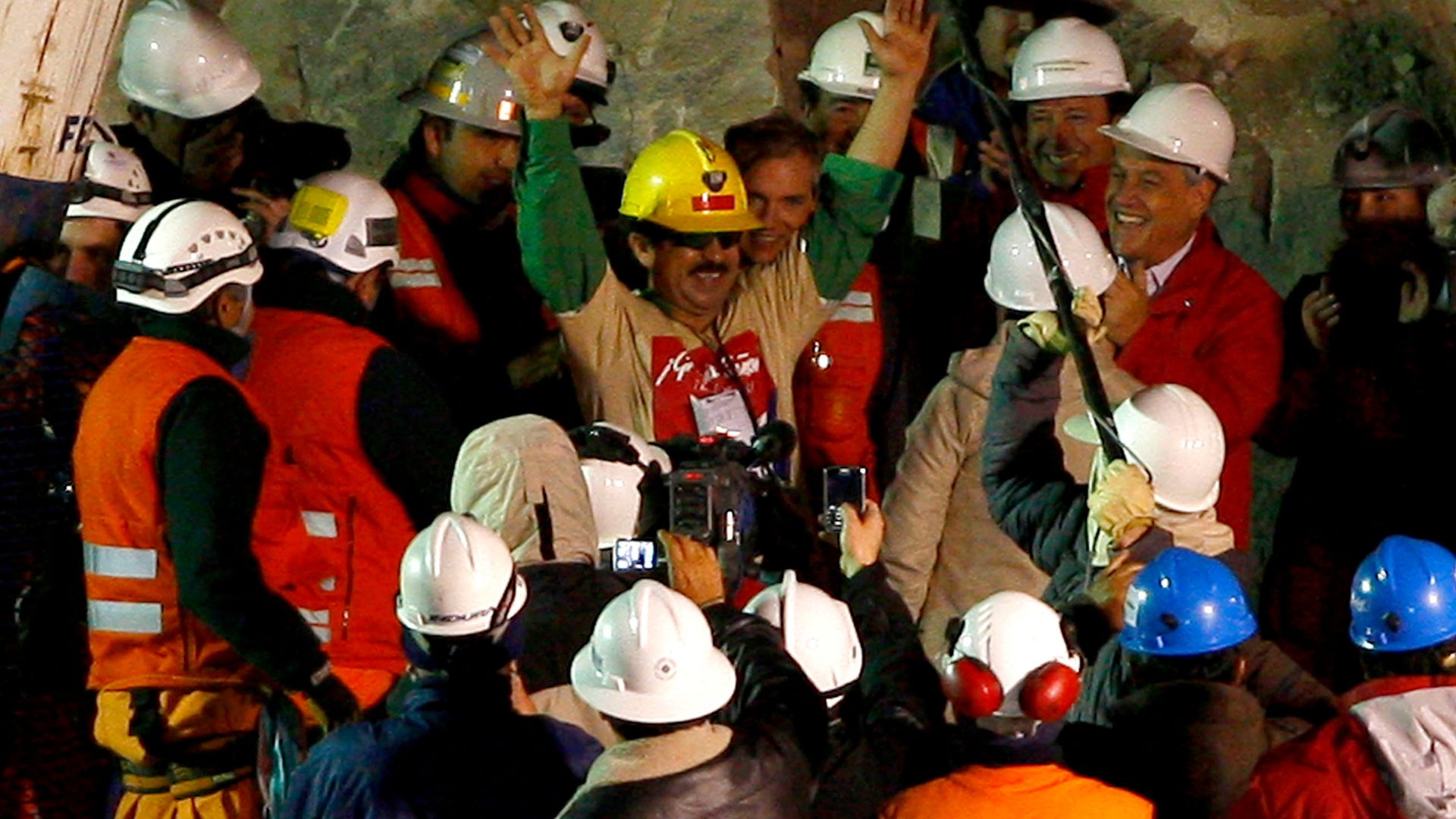 The Chilean Miners being rescued in 2010