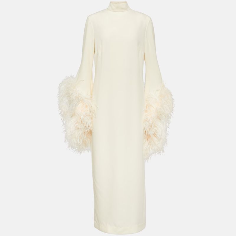 white feathered sleeves