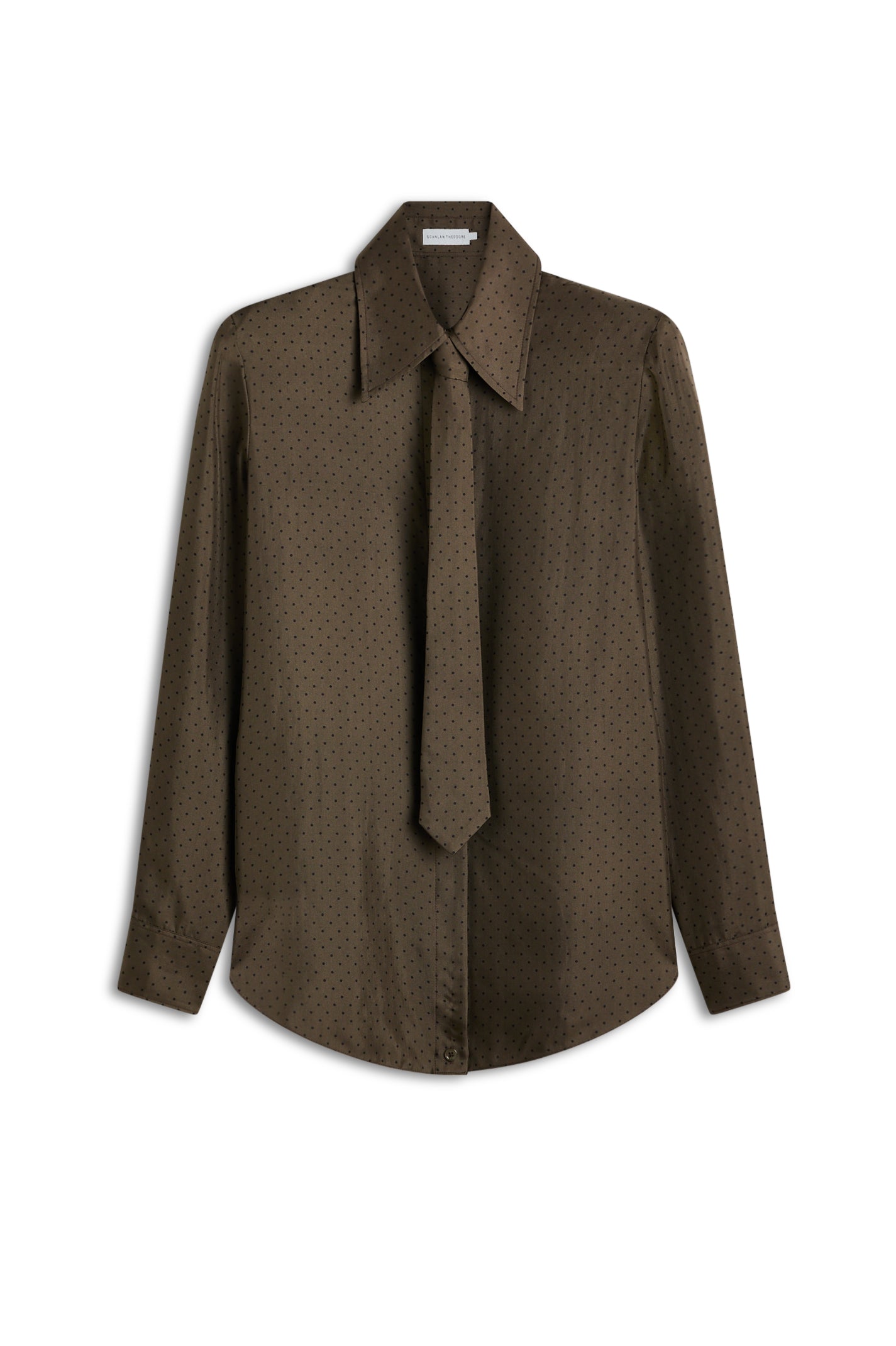 Silk Spot Tie and Shoulder Pad Shirt - Army.black