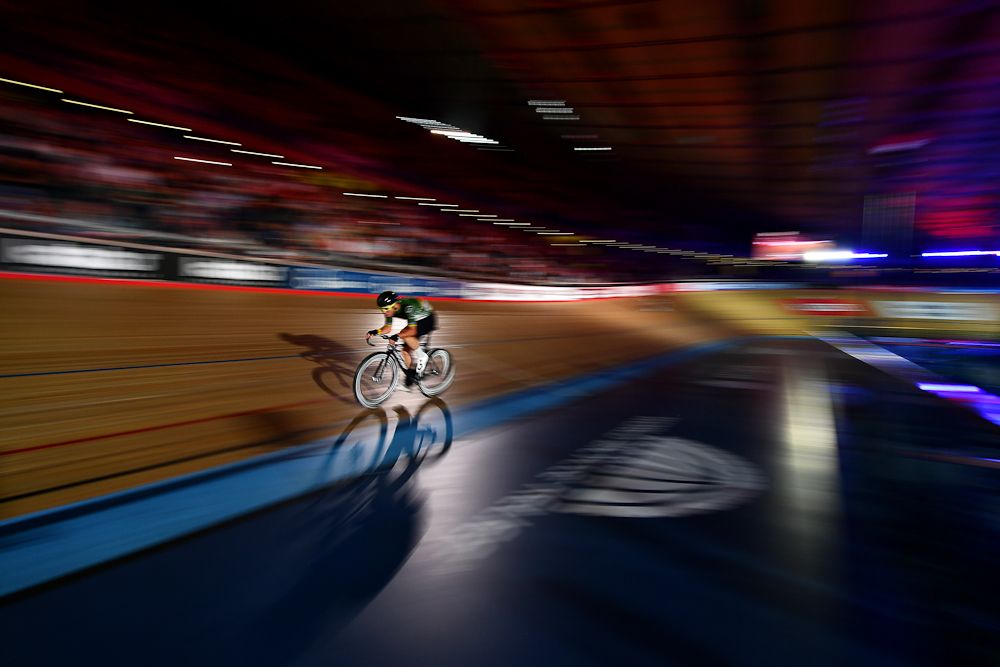 Mark Cavendish of Great Britain competes in the Mens Madison Chase on day four of the London Six Day