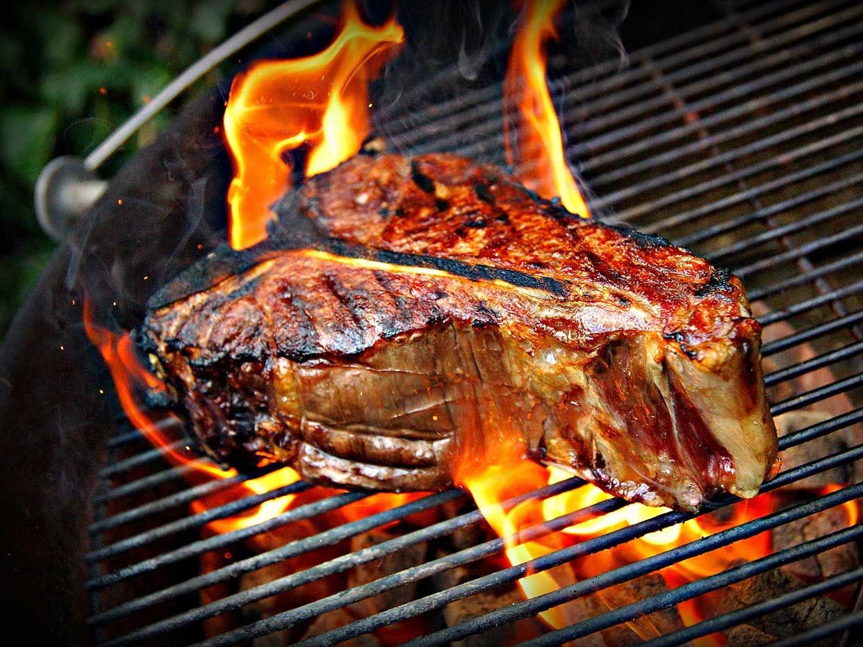 Steak on a barbeque