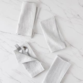 White natural washed linen napkins