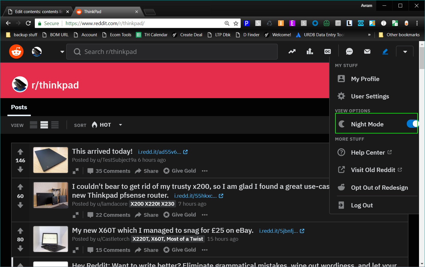 Reddit Night Mode