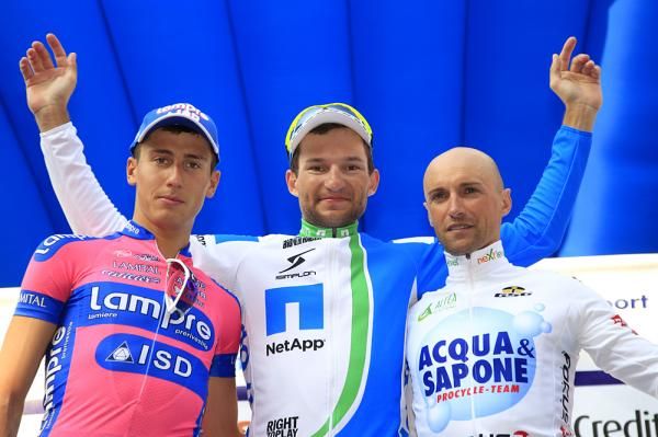 Adriano Malori, Jan Barta and Stefano Garzelli on the final stage podium
