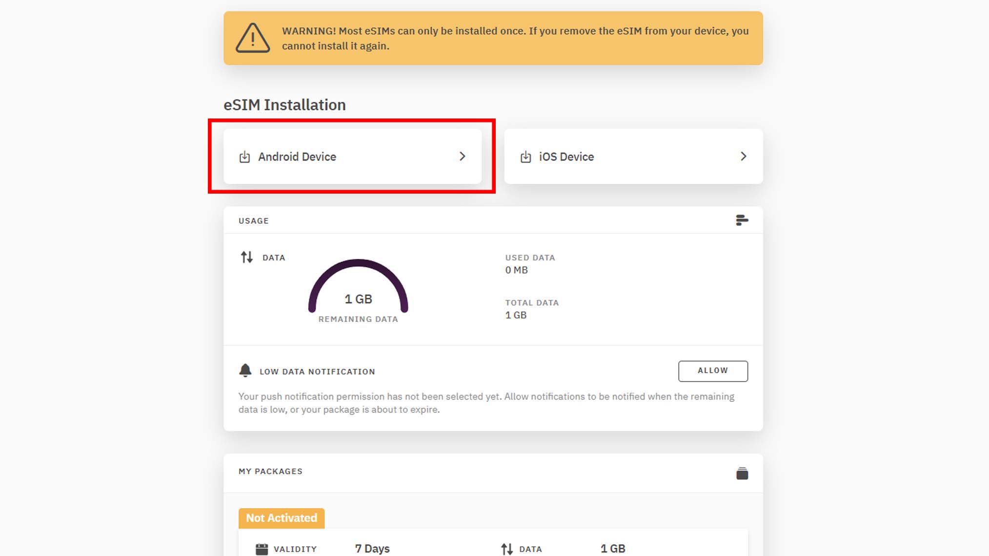 Cómo configurar Airao eSIM en una computadora portátil: dispositivo Android.