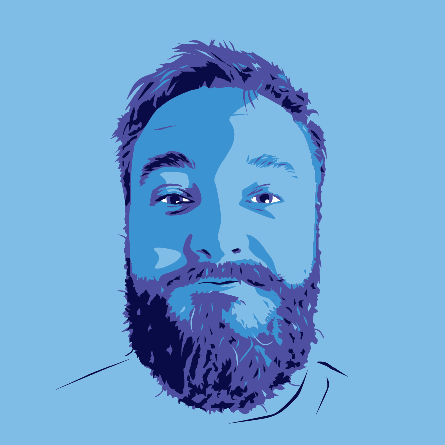 Jacob Fox on a blue background