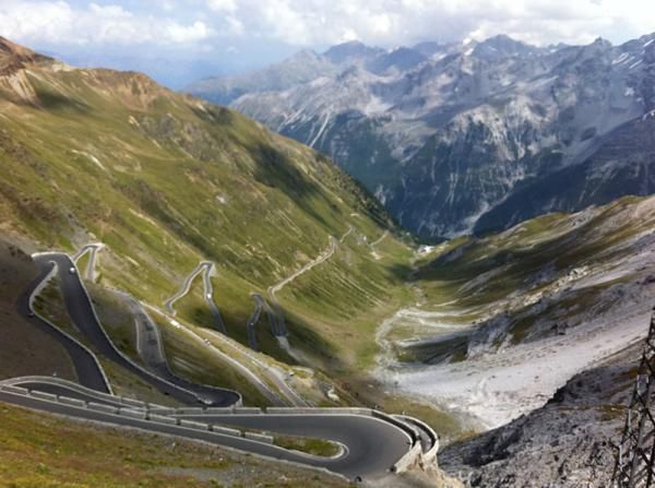 Road riding radness of the Stelvio Pass in Italy