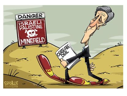 Political cartoon Israel Palestine Kerry