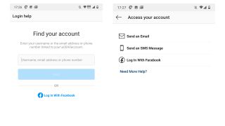 Instagram access your account and find your account screens