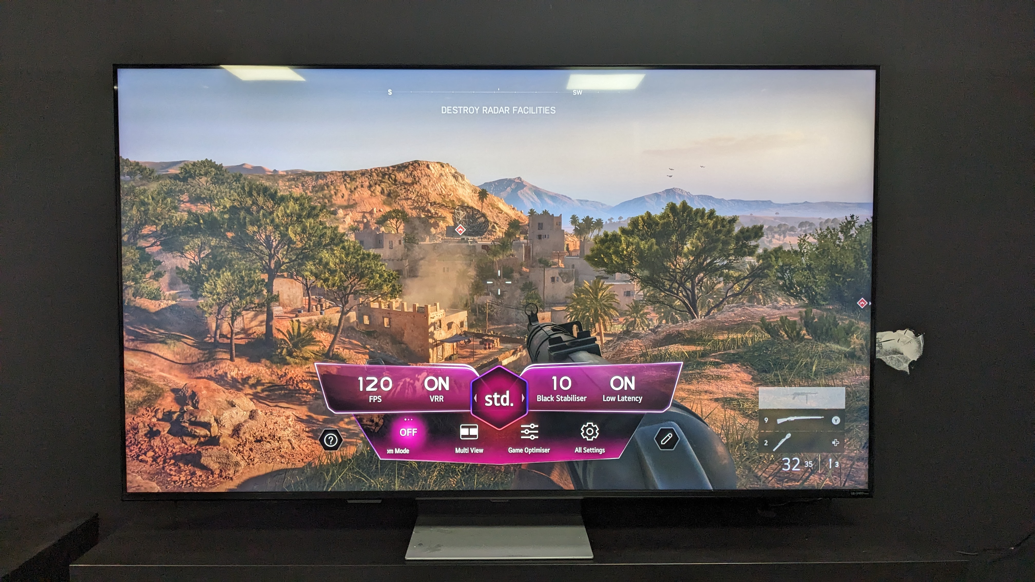 LG QNED91T with Battlefield V on screen