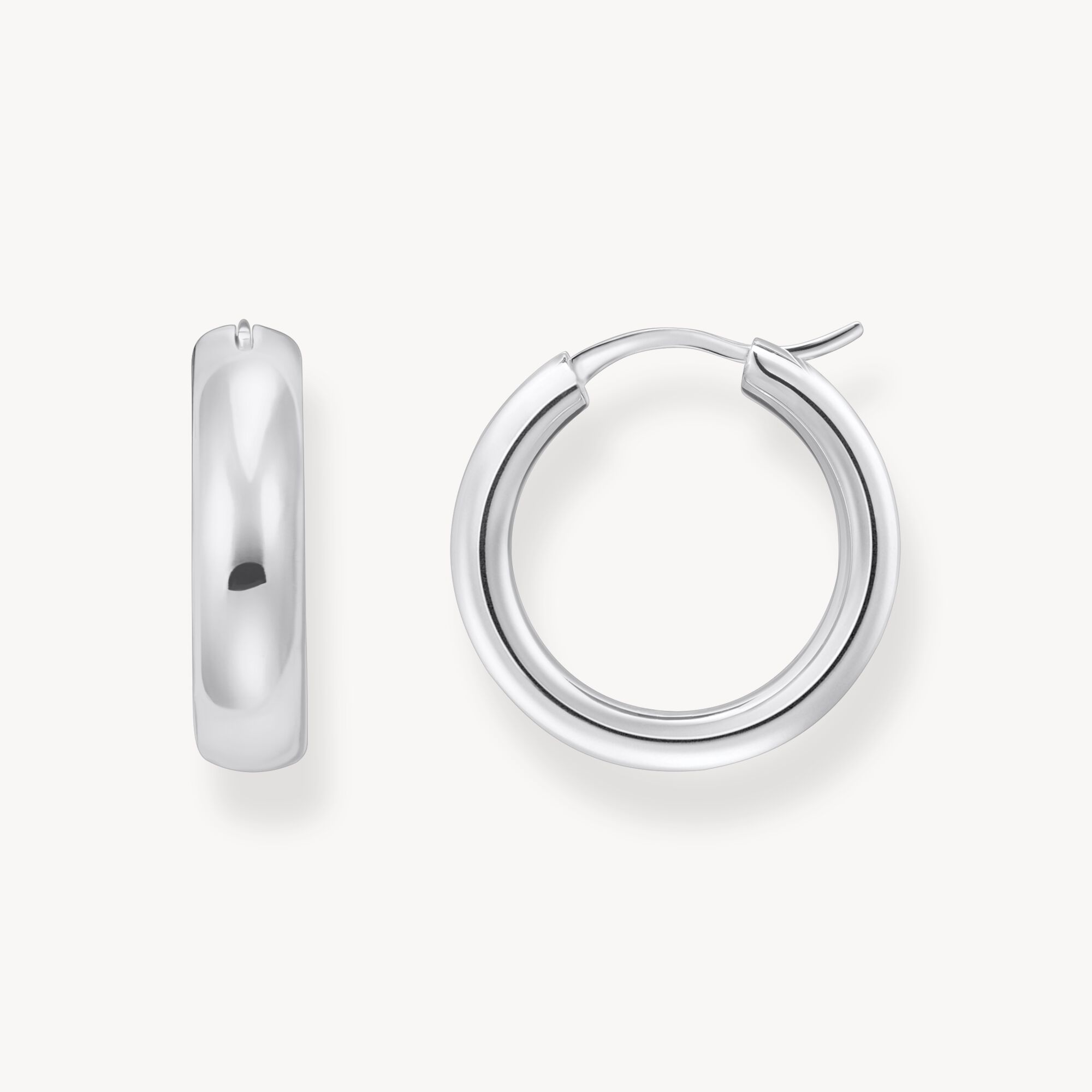 Silver Medium-Sized Hoop Earrings in Chunky Design