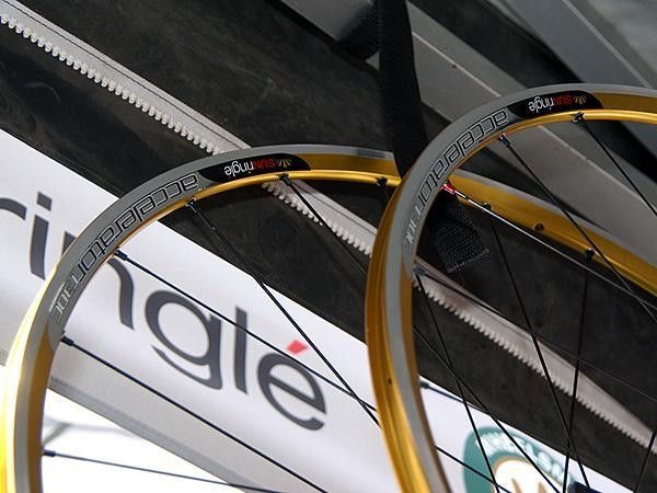 Sun-Ringle got into the gold game, too, with these gold-anodized Accelerator road wheels.