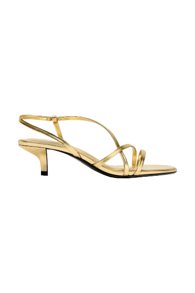 ZARA, Leather Kitten Heel Sandals