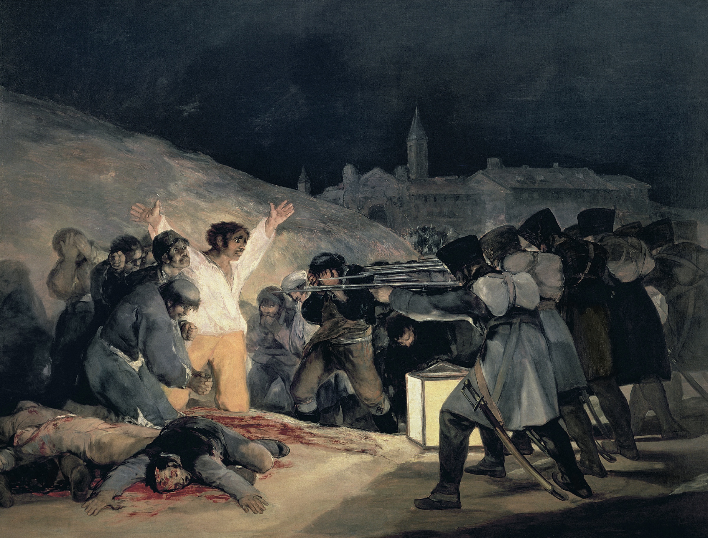 The 3rd of May 1808 in Madrid, or The Executions, 1814, oil on canvas, 105½in by 136½in, by Francisco de Goya (1746–1828), Museo del Prado, Madrid, Spain.