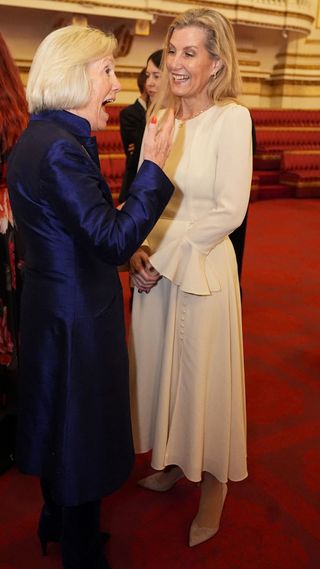 Sophie, Duchess of Edinburgh speaks to Tessa Munt during a reception hosted by King Charles III and Queen Camilla for the newly elected members of Parliament and House of Lords