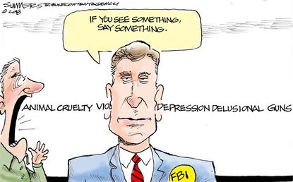 Political cartoon U.S. FBI gun violence tips