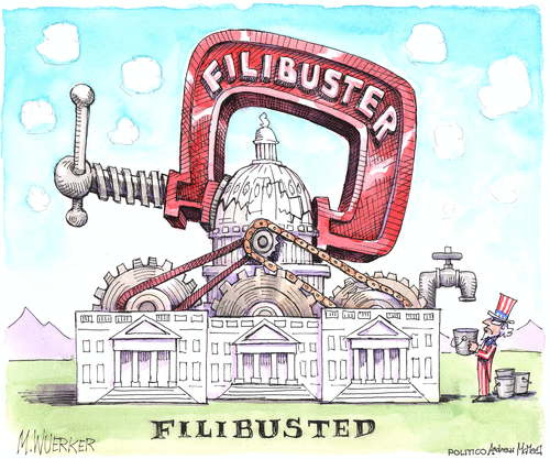 Political Cartoon U.S. congress filibuster