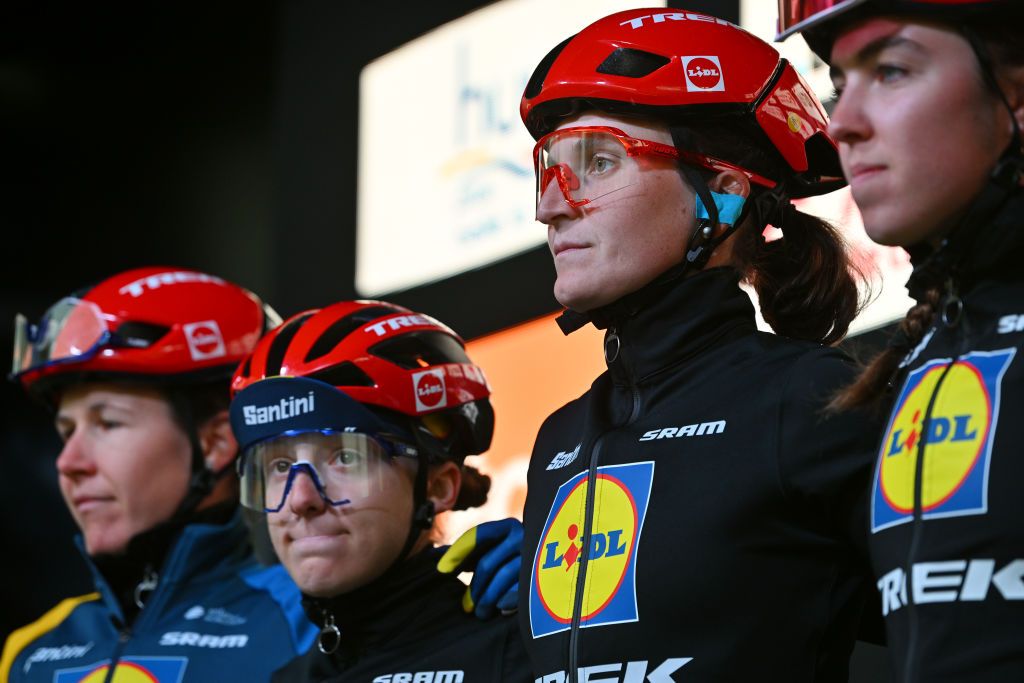 HUY BELGIUM APRIL 17 Elisa Longo Borghini of Italy and Team Lidl Trek prior to the 27th La Fleche Wallonne Feminine 2024 a 146km one day race from Huy to Huy UCIWWT on April 17 2024 in Huy Belgium Photo by Luc ClaessenGetty Images