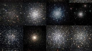 A grid of images shows clusters of stars in space.