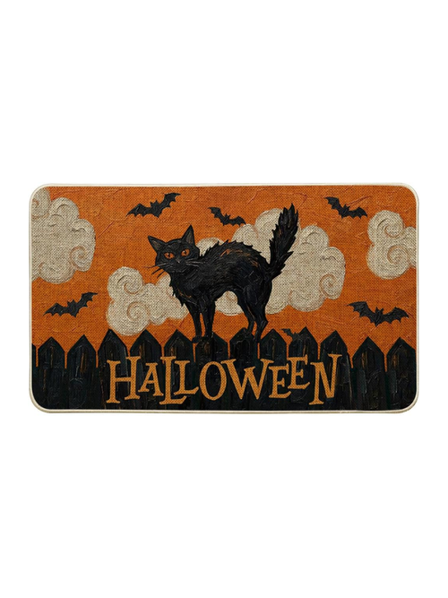 Black Cat Bat Halloween Doormat