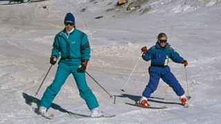 Princess Anne on a skiing holiday with her daughter Zara Phillips, Morzine, France, 3rd January 1989
