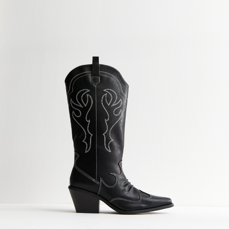 A black cowboy boot