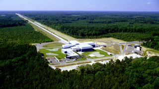 an aerial view of a large scientific facility