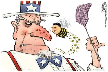 Political cartoon U.S. North Korea Kim Jong-Un bee