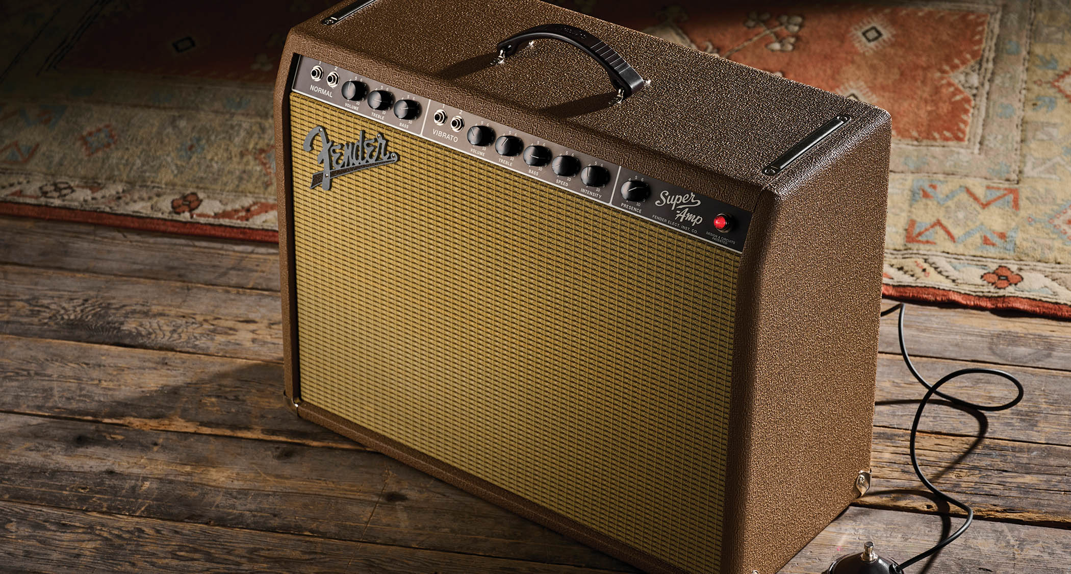 The Fender '62 Super: The brown-panel period introduced a player-friendly, front-facing control panel for the first time on a Fender amp. The distinctive colouring was used for the range with the warmest, brownest tones