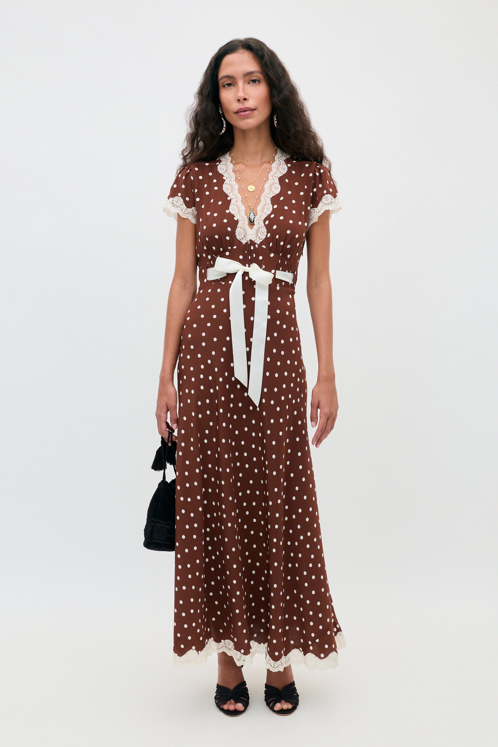Marlice Silk Midi Dress in Layla Dot Brown