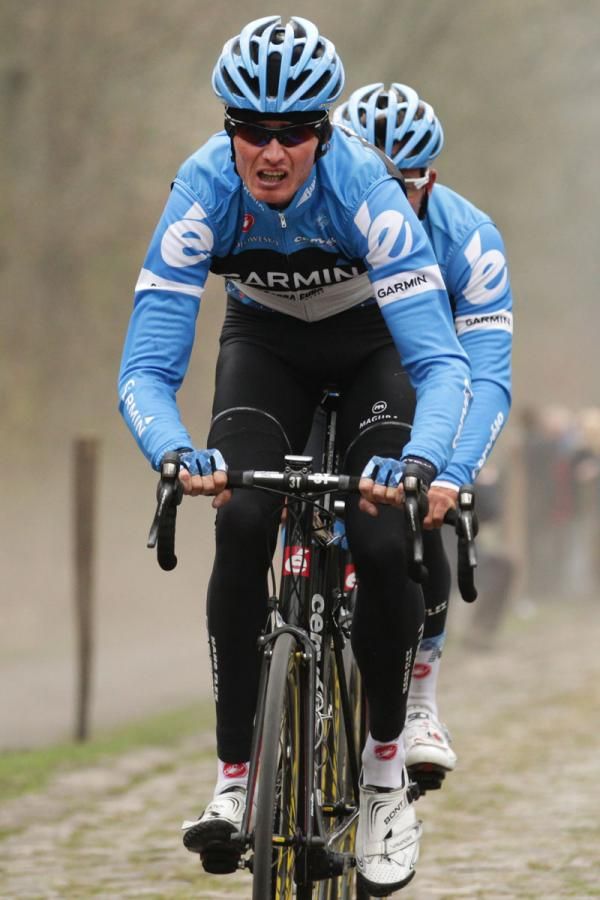 Johan Vansummeren (Garmin-Barracuda) pushes himself on the cobbles