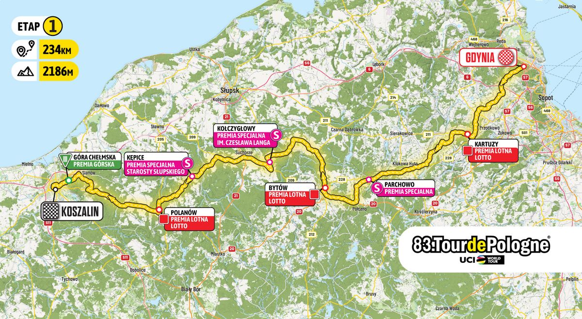 Stage 1 map Tour de Pologne 2026