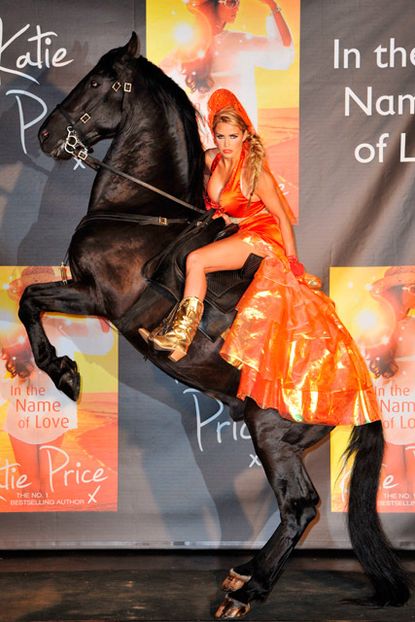 Katie Price's bizarre horseback book launch