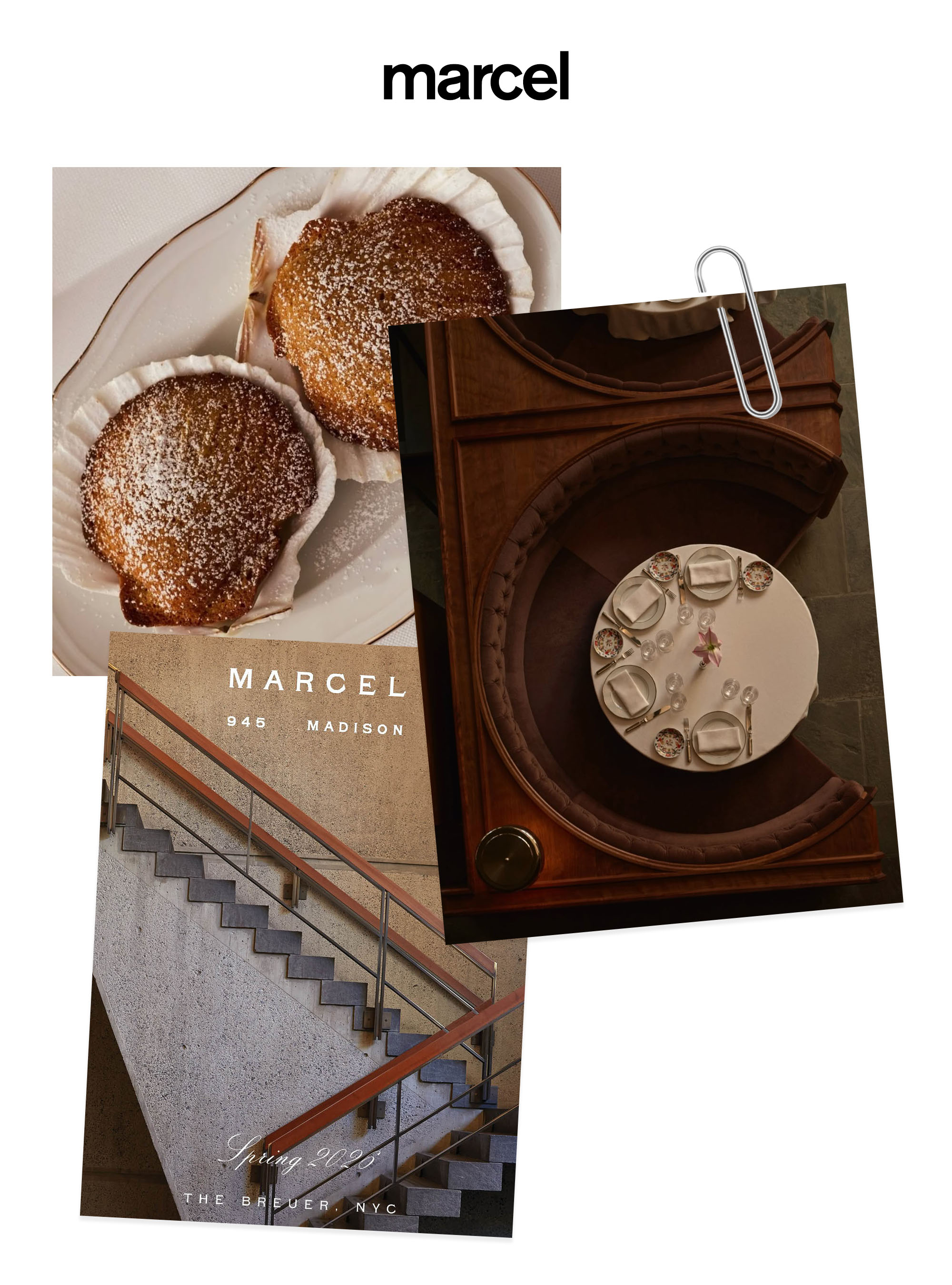 a collage of restaurant photos featuring Marcel in New York