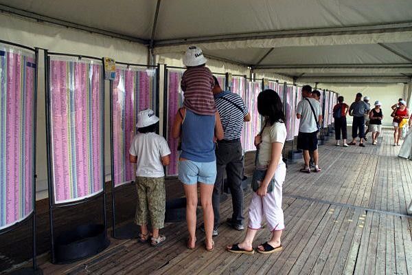 Checking names on the start list.