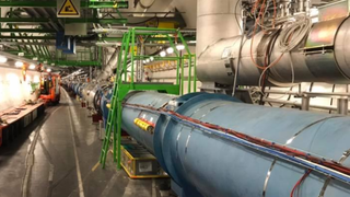 A small stretch of the near 17-mile-long LHC particle accelerator which will be dwarfed by the FCC
