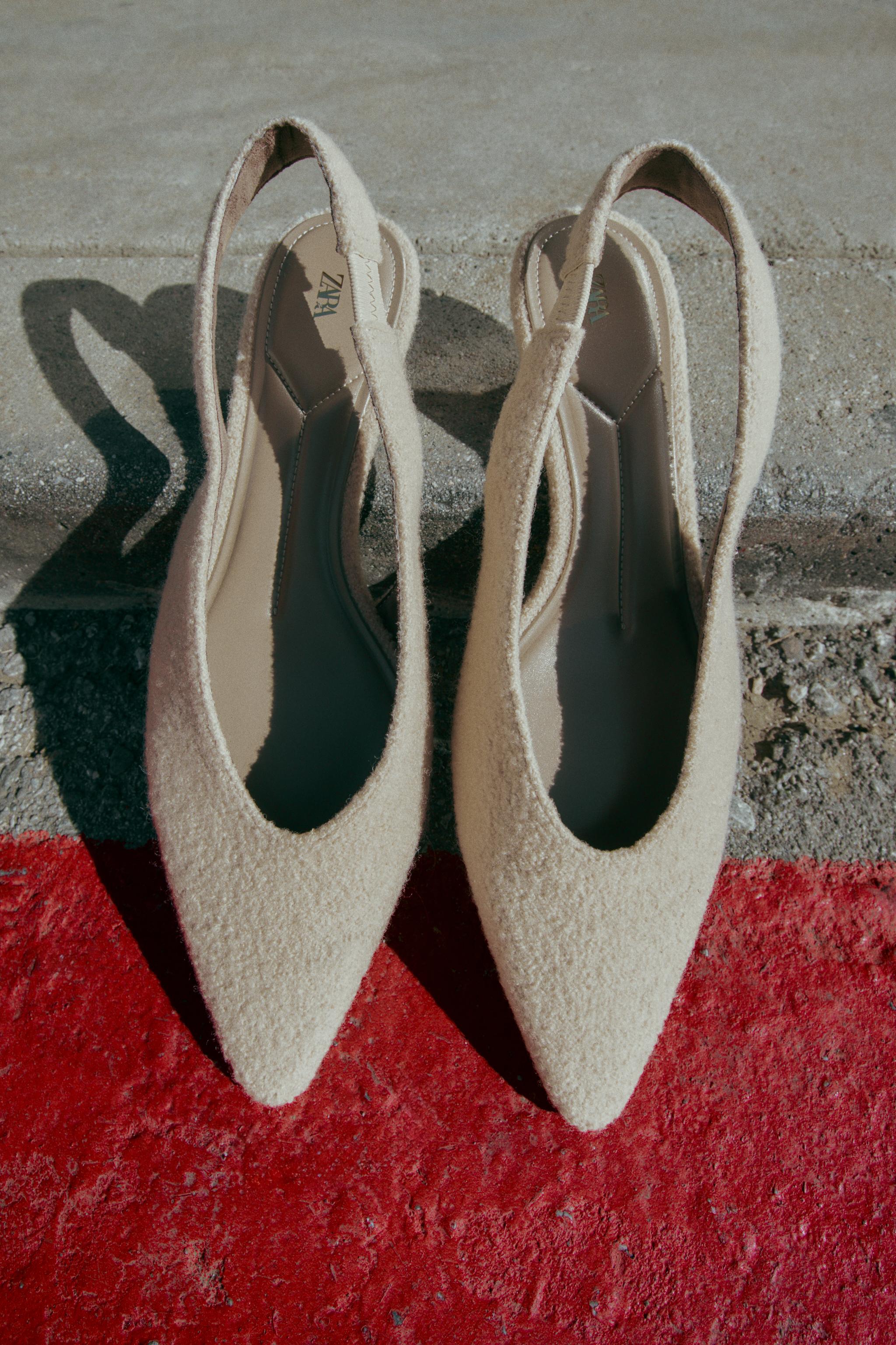 Shearling Effect Slingback Shoes